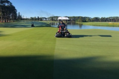 Mowing was carried out on the 18th green of The Pines golf course.
