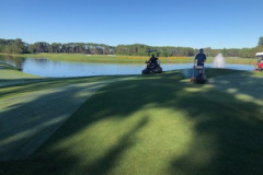 The 18th approach and Zoysia grass collar of The Pines golf course were mown.