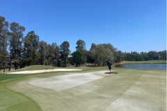 Brooming-in-The-Pines-golf-course-greens-after-dusting-has-been-completed-6th-green-shown