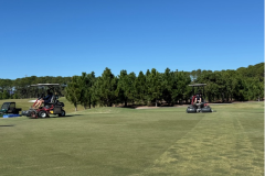 Verti-cutting-and-clean-up-cutting-practice-hole-3-on-The-Pines-golf-course