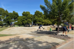 Hand-topdressing-being-applied-to-the-entrance-lawns-at-The-Pines-golf-course-with-sand-following-oversowing-with-ryegrass
