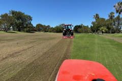 Dethatching-the-17th-fairway-on-The-Palms-golf-course