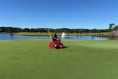 Rolling-the-18th-green-on-The-Pines-golf-course-