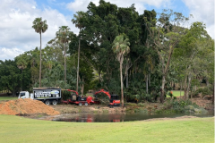Tree-contractors-clearing-the-right-hand-side-garden-on-The-Palms-golf-course-17th-fairway-lake-edge